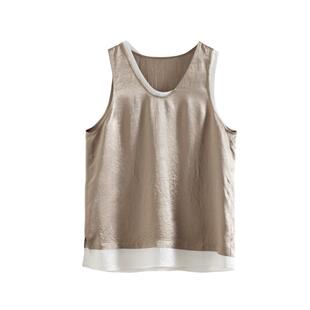 【典雅自持】时尚简约纯色醋酸背心26春优雅设计感假两件U领上衣