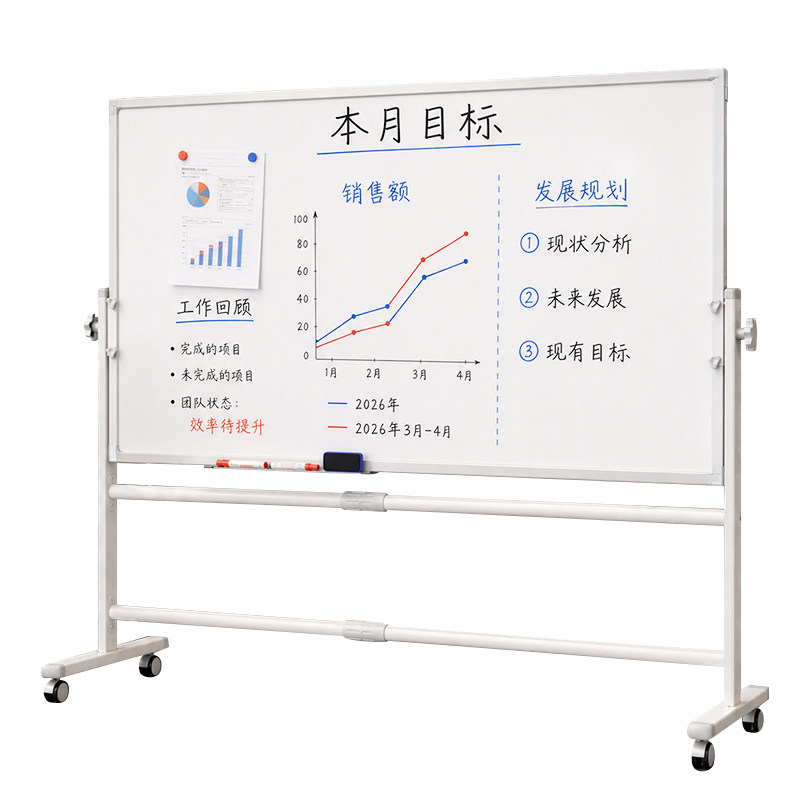 长远移动双面磁吸白板带支架