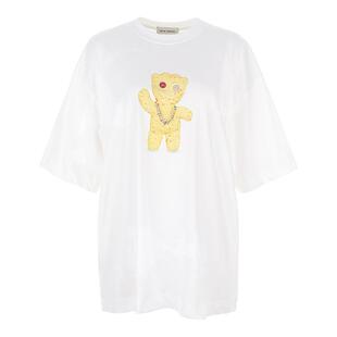 wana try搞怪小鬼白色宽松T恤2026夏季新款休闲百搭女款短袖上衣