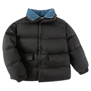 巴拉巴拉男童羽绒服冬装新款加厚款宝宝拼接牛仔外套小童三防上衣