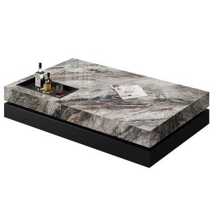 2025新款现代轻奢天然大理石茶几长方形大客厅家用高级感设计师款