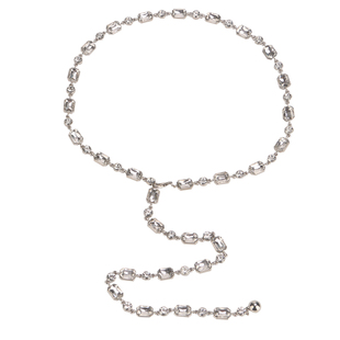 银色低腰金属水钻腰链配饰裙子高级感细链条腰带女2025新潮款y2k