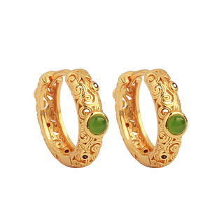 小银匠和田玉碧玉纯银高级花丝耳扣女耳圈新中式国风耳环耳饰耳钉