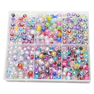 亚克力切面菱形方块珠中珠兔子爱心单孔收尾珠diy自制发绳配件