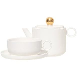URFF DECO |Joseph法式优雅白陶瓷TeaForOne茶具金色礼物茶杯套壶