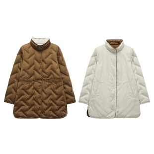 呈品95%进口科鲁达白鹅绒双面穿中长款鹅绒服2025冬季时尚羽绒服