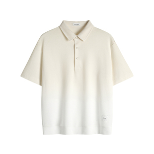 HIM汉崇 渐变柠檬黄反领T恤男舒适透气珠地棉休闲polo衫 2026夏季