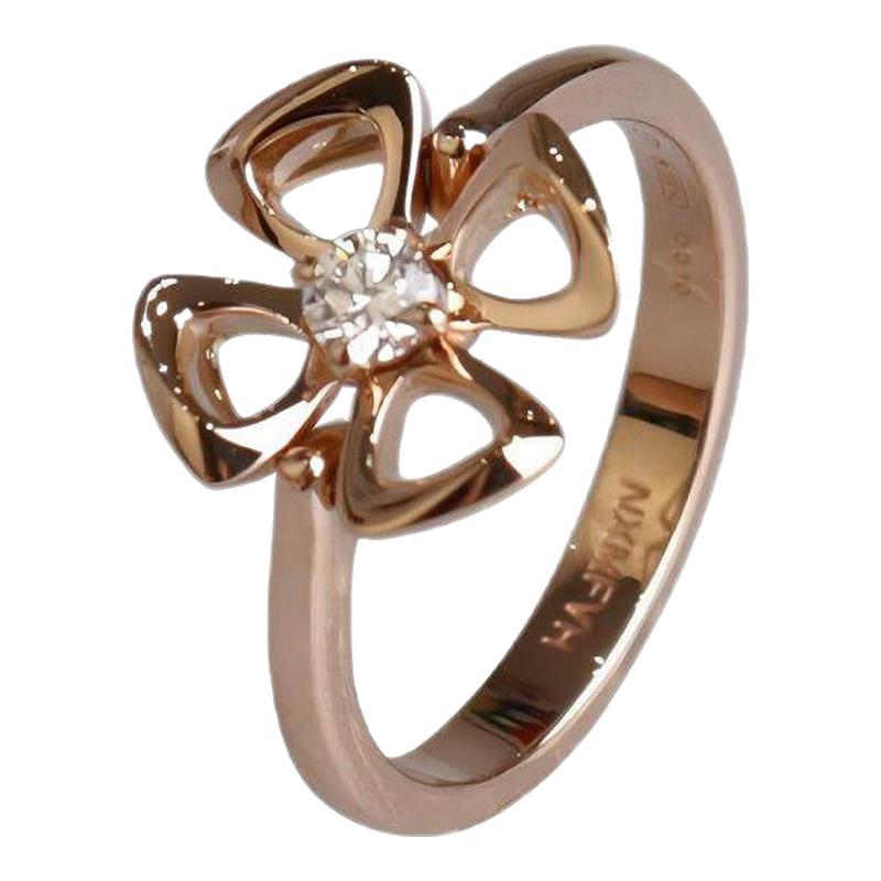 中古「95新」BVLGARI(宝格丽)FIOREVER钻石750玫瑰金51号戒指复古
