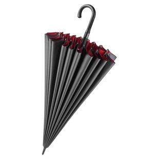 24骨双层自动弯柄雨伞长柄加大号加固加厚抗风暴雨专用三人双人男