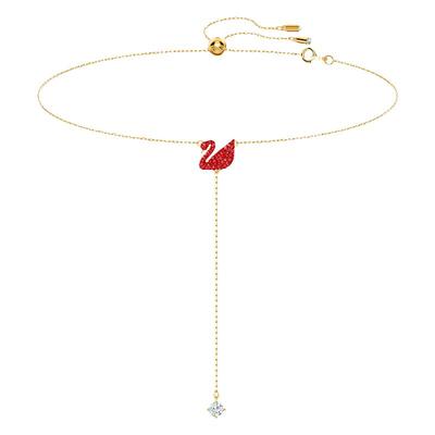 施华洛世奇红天鹅锁骨项链女