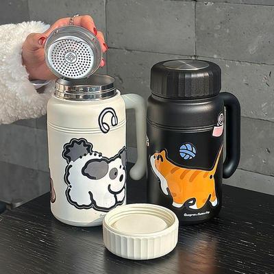 水杯男2025新款1L大容量保温杯女不锈钢学生水杯高颜值便携带把手