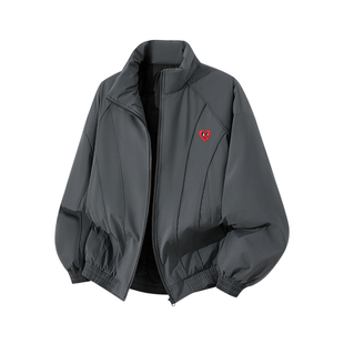 查尔斯桃心美式立领解构廓形棉服男女款冬季拼接飞行夹克工装外套