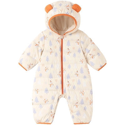 【暖芙芙】英氏超韧绒婴儿羽绒服轻薄连体衣连帽秋冬宝宝红色新年