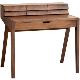 意式极简实木梳妆台设计师款小型化妆桌北美黑胡桃木卧室家用轻奢