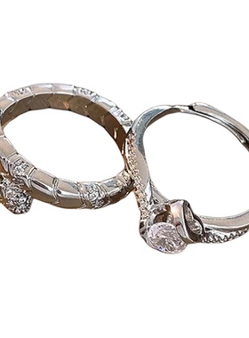 韩系简约轻奢镶钻锆石开口戒指女