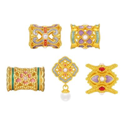 潮宏基花丝绣球黄金串珠足金转运珠吊坠硬金珍珠镶嵌新中式礼物