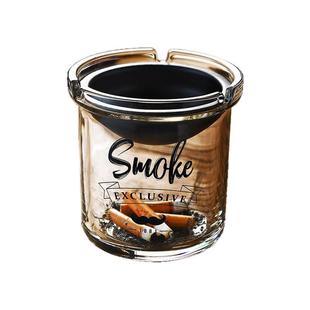 漏斗烟灰缸家用客厅带盖高级网红创意大号玻璃烟缸办公室风防飞灰