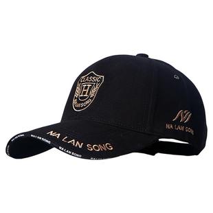 H盾牌刺绣帽子男女通用时尚韩版潮鸭舌帽硬顶加深棒球帽显脸小