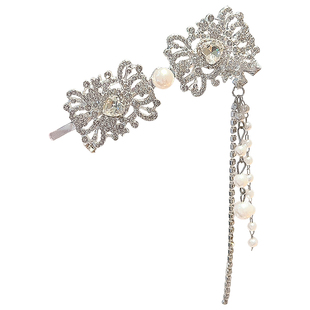 易梦玲同款珍珠流苏发夹女新款复古侧边刘海夹子蒙古族民族风头饰