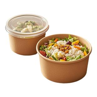一次性牛皮纸碗家用打包盒食品级碗筷餐饭盒泡面碗带盖水果野餐盒