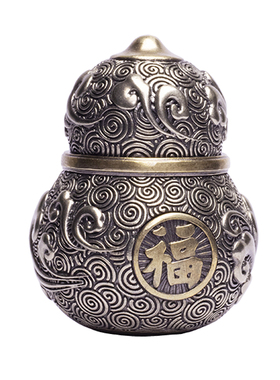 刻己福禄葫芦手把件铜摆件