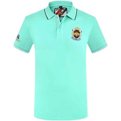 新款珠地网眼翻领保罗绿色短袖衫