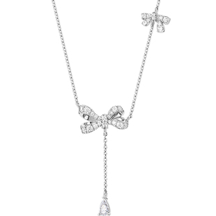 卡蒂罗蝴蝶结流苏项链女925银轻奢小众设计锁骨链生日礼物送女友