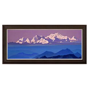 风色喜马拉雅山罗里奇轻奢客厅办公室山峰油画高雅挂画欧式装饰画