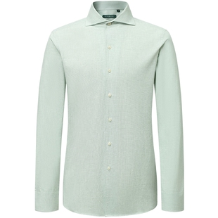 柏品棉麻凉感衬衫男士春季商务休闲两用领高级感透气舒适长袖衬衣