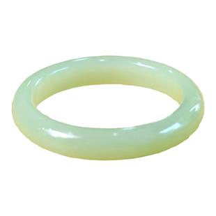 新疆和田玉翠青手镯女细圆条镯子天然玉石窄版少女款玉镯子圆镯