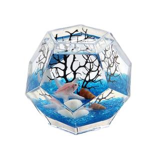 美人鱼多面体个性斗鱼缸创意桌面玻璃鱼缸热带鱼缸加厚超白鱼缸