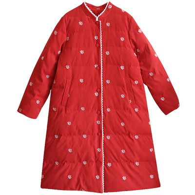 复古中式立领刺绣羽绒服女冬季款