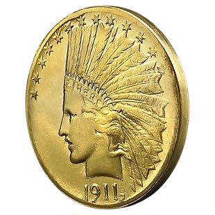 1911印第安人头像金币魔术硬币道具 美国仿古鹰洋纪念外国黄铜币