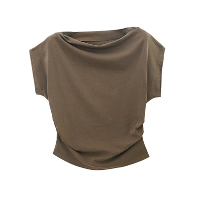 一字肩T恤性感露肩高级感宽松夏