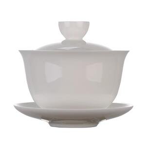 骨瓷盖碗白瓷潮州功夫茶泡茶碗薄胎茶具家用喝茶通用80ml小茶碗