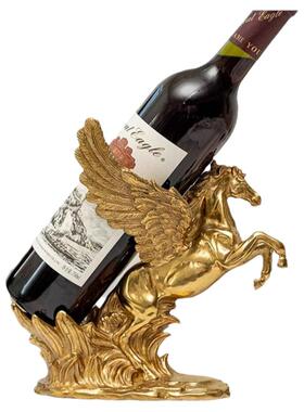 黄铜马到成功红酒架招财轻奢客厅书房酒柜装饰工艺品高档桌面摆件