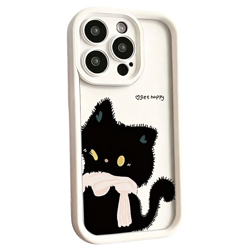 Cute cartoon sweetheart cat soft case适用iphone 11 12 13 14 15 16 17 pro max XR XS MAX 7 8 PLUS