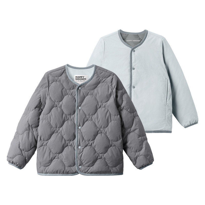 happynocnoc儿童800蓬保暖羽绒服防风雪轻量双面穿外套冬季男女童