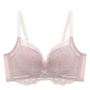 都市丽人手掌柔芯杯内衣女小胸聚拢显大软脂钢圈性感蕾丝透气文胸