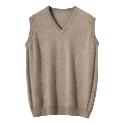 鄂尔多斯市产V领针织羊绒背心男