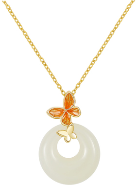 JAY和田玉蝴蝶925银锁骨链女