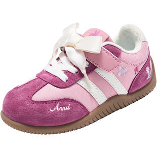 安奈儿女童运动鞋春季2026新款女孩休闲板鞋儿童德训鞋中大童春鞋