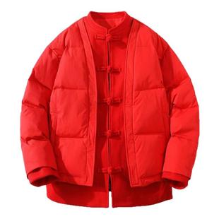 2025年冬季新款中式汉服男款加厚中国风过年喜庆立领休闲假两件潮