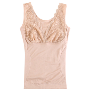 加绒保暖背心女修身显瘦性感V领蕾丝秋冬加厚紧身吊带打底衣内穿