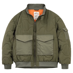 马登工装美式复古M51军绿色夹克大口袋短款立领保暖棉服外套男冬