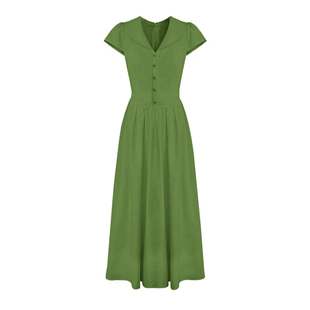 法式巨好看绿色连衣裙子女2025夏季新款独特漂亮掐腰夏日绝美长裙