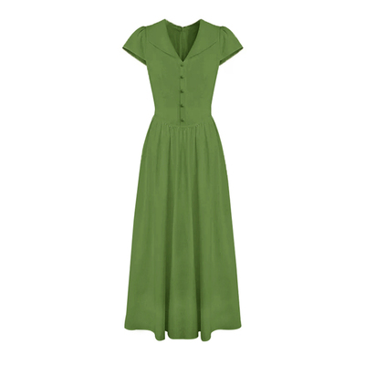 法式巨好看绿色连衣裙子女2025夏季新款独特漂亮掐腰夏日绝美长裙