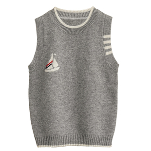 洪叶云台100%山羊绒衫背心马甲英伦风小帆船学生马甲校服保暖内搭