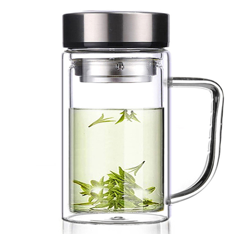 耐高温双层玻璃杯透明泡茶杯男