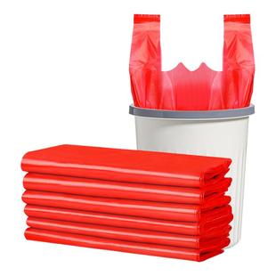 家用结婚红色手提式垃圾袋加大加厚背心式厨房一次性塑料袋实惠装
